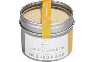 ‎ZAUBER DER GEWÜRZE Zauber der Gewürze Knoblauchpulver - Knoblauch-Granulat, aromatisch, vegan, Gewürz-Allrounder für Suppen, Saucen, Fisch oder Fleisch, Spitzen-Qualität in wiederverschließbarer Aroma-Dose, 65 g