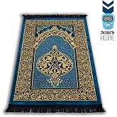 Seccade Namazlık - Tafta Kumaş, Premium Dokuma, Sa&ccedil;aklı, Y&uuml;ksek Doku, Diz ve Ayak İ&ccedil;in Ekstra Yumuşaklık (Mavi)