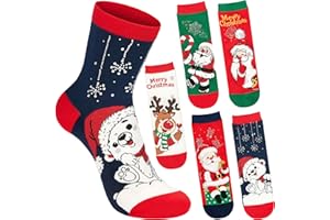 BRUBAKER 5 Par Skarpetek Świątecznych dla Pań - Merry Christmas - Zabawne Skarpety na Święta i Adwent w Świątecznym Stylu - Kolorowy Zestaw Skarpet - Ciepłe i Miękkie - Prezent dla Kobiet i Dziewczyn