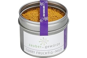 ‎ZAUBER DER GEWÜRZE Zauber der Gewürze Curry Pulver fruchtig, mild, aromatisch, Curry Gewürz auch zum Herstellern einer Curry-Sauce, Spitzenqualität, in wiederverschließbarer Aroma-Dose, 55 g