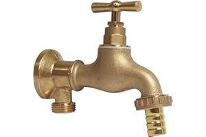 SOMATHERM FOR YOU, Kit Robinet d'arrosage orientable 15/21-20/27 en Laiton Brut avec Applique Murale sans écrou, Installation Rapide, étanchéité optimale, Pression Max 10 Bars