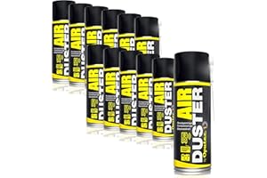 12x400ml Oputec Air Duster - Nettoyage à air comprimé avec rallonge - Nettoyage facile de clavier, PC, ordinateur, téléphone, appareil photo, imprimante, console Xbox, Playstation - Made in Germany