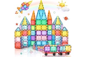 Lovchil Magnetische Bausteine 61 Teiles Magnetbausteine ab 3+ Jahre Magnet Spielzeug Vorschule Lernen Montessori Kinderspielzeug für 3 4 5 6 7 8 Jahre alte Jungen und Mädchen