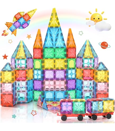 NorthBeland Blocs Magnétiques 43 Pièces – Construction 3D Sur Face Diamant – Compatibles Grandes Marques – Cadeau Enfant 3-7 Ans