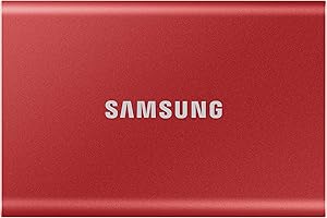 ‎SAMSUNG Samsung Portable SSD T7, SSD 2 TB, USB 3.2 Gen.2, 1.050 MB/s Lesen, 1.000 MB/s Schreiben, Externe SSD-Festplatte für iPhone 15 und neuer, Mac, PC, Smartphone und Spielkonsole, Rot, MU-PC2T0R/WW