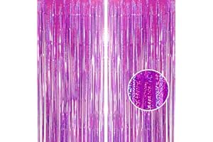 YAAVAAW Cortinas de oropel, morado con purpurina, 1 x 2,5 m, telón de fondo para fiestas y fotos, decoración de cumpleaños, escuela, graduación, despedida de soltera, fiestas de chicas, morado, 2 unidades