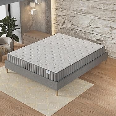 Ensemble Matelas + Sommier 140x190 Hévéa Sélection Savanah Voligé + 4 Pieds Bois