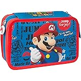 SUPERMARIO - Astuccio 3 Scomparti Bambina e Bambino, con Interno Organizzato, Tasca a Zip e Organizer Portapenne - Astuccio S