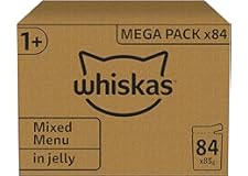 Whiskas 1+ Adult Mixed Selection in Jelly 84 Pouches, Adult Wet Cat Food, Megapack (84 x 85 g)