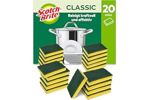 Scotch-Brite Classic Reinigungsschwamm extra stark, 20 Stück - strapazierfähiger Reinigungsschwamm, der Fett und eingebrannte Speisen mit Leichtigkeit entfernt
