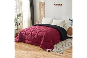 NOVOTEXTIL Edredón Cama 150 (250x260), Relleno Nórdico de Fibra 350 g/m² - Edredón Nórdico Bicolor Invierno Suave, Ligero, Reversible y Transpirable (Burdeos/Noche)