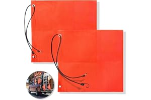 Anley 18x18 Inch Orange Warning Sign Safety Flags for Truck, Trailer, Car & Oversize Load Vehicle - Grommets and Bungee Cords - Vinyl Coated Nylon, Mesh Construction & Bright Color (Pack of 2)
