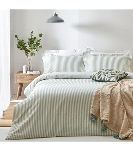 Federe In Cotone A Righe Melange Yard Hebden - Grigio, Coppia, Bordi Oxford - Foto 10