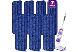 MEXERRIS 7 Pack Reusable Microfiber Spray Mop Pads - Machine Washable for Hard Wood Floor, Compatible with 13''-15'' Floor Mop