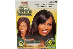 African Pride Olive Miracle Deep Conditioning No-Lye Relaxer - Regular Kit 8-Count by African Pride