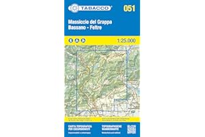 Massiccio del Grappa-Bassano-Feltre. Carta topografica 1:25.000, antistrappo, impermeabile, fotodegradabile. Ediz. italiana, inglese, francese e tedesca: Tabacco Wanderkarte 1:25000: 51