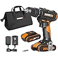 WORX WX370.1 PowerShare 20V Cordless Combi Hammer Drill Kit with 2 Batteries, Charger and Carry Bag - High Torque Impact Drill Set for Wood, Metal and Masonry