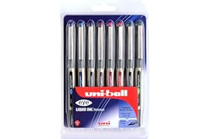 ‎UNI-BALL UB-157 eye Fine Kugelschreiber, Uni Super-Tinte in ausgewählten Farben, 0.7 mm Spitze, 8 Stück