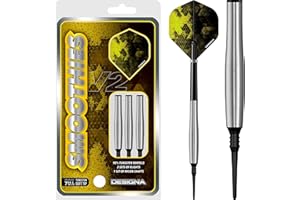 DESIGNA DARTS Smoothies V2 | 90% Tungsten Barrel Soft Tip Dart Set with Shafts and Flights, M3, 19g (D9006)