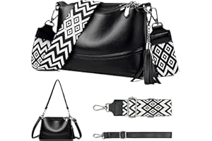 LANXINGLUO borsa tracolla donna piccola elegante borsa donna nero Viene fornito con 3 spallacci di diversi stili