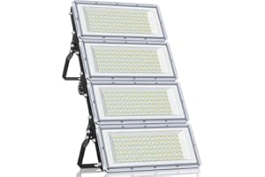 YIQIBRO Faretto LED da Esterno 400W, IP67 Impermeabile 4 in 1 Faro LED da Esterno, 40000LM 7000K Bianco Freddo Applique da Esterno Luce LED Esterno Per Terrazza Giardino Garage Fabbrica Stadio Piazza