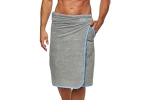 Sowel® męski kilt do sauny, 100% bawełna ekologiczna, ręcznik do sauny z zapięciem na rzepy, ręcznik do sauny, 60 x 140 cm, szary/niebieski