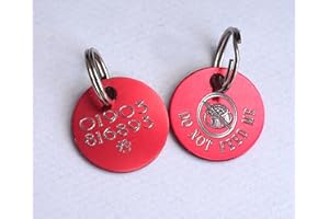 Paradise Pets DO NOT FEED CAT SAFETY ID TAG PERSONALISED ON REVERSE WITH YOUR CHOICE OF TEXT - RED WITH FOOD BOWL MOTIF