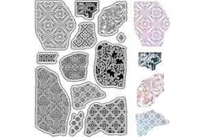 CRASPIRE Modello Vintage Timbri in Gomma Trasparente Texture di Sfondo Riutilizzabili Retro Trasparente Sigilli in Silicone per Timbri per Journaling Card Making Scrapbooking Album Fotografico