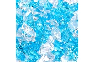 LUSSO LIA 150 pcs Fake Crushed Ice Rocks Fake Diamonds Acrylic Crystals Gemstones for Vase Fillers Wedding Decoration Home Decoration Party Decoration Table Scatter Crystals (Blue/Transparent)