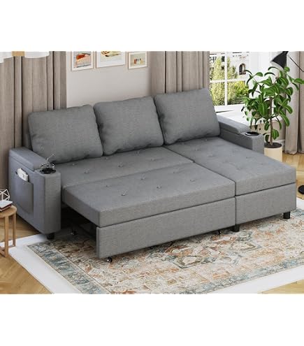 Canapé D'angle 3 Places Avec Rangement - Forme En U, Tissu Chenille, Inclut 2 Poufs Et Tiroirs, Gris Foncé - 8