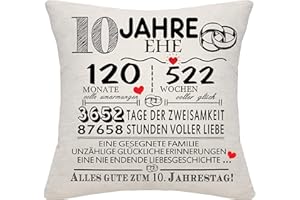 Bommex 10 Jahre Ehe Geschenk th Hochzeitstag Kissen Abdeckung Keepsake Dekoration Geschenk für Paare Eltern Frauen Männer Mama Papa Ehemann Ehefrau Oma Opa Tante Onkel Freunde (10. Jahrestag)