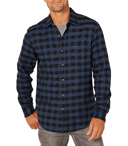 Miaikvs Heren dik geruit overhemd warm sherpa gevoerd fleece lange mouwen casual geruite flanellen overhemd jas met zak, marineblauw, M