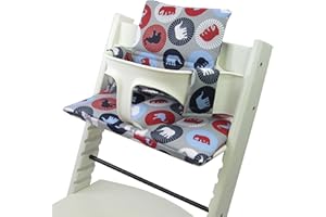 BABYS-DREAMS BambiniWelt Sitzkissen Auflage Sitzkissenset für Stokke Tripp Trapp Hochstuhl *20 FARBEN* Ersatzkissen Kissen 2 teilig (Marine Elefanten) XX