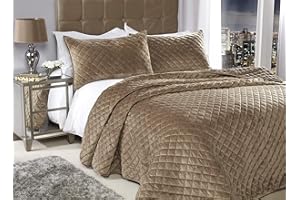 Emma Barclay Regent - Copriletto trapuntato in velluto morbido al tatto, colore: tortora