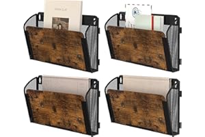 Solinxe Revistero Pared 4 Piezas Metálico - Organizador Pared A4, Archivador Oficina Porta Documentos y Revistas, Carpeta Colgante para Archivos, Hogar Escuela (Negro/Antiguo)