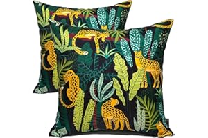Olivia Rocco Lot de 2 housses de coussin décoratives imperméables et respirantes pour extérieur, jardin, terrasse, banc, canapé, meubles, intérieur, salon, lit, chaise, dispersion, safari