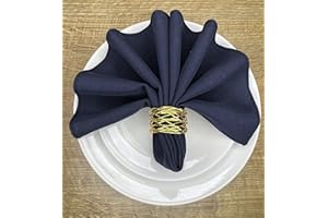 Hope Textiles Navy Blue 21" x 21" (53cm) Fabric NAPKIN (Polyester, not cotton) PACK OF 4
