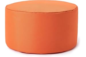 Lumaland Pouf Chaise Tabouret 25 x 45 cm | pour Enfants et Adultes | pour intérieur et extérieur | Coussin Rond de Sol | Pouf Siège - Résistant à l'eau | Entretien Facile [Orange]