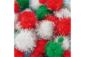 Baker Ross Pompones de purpurina navideña - Ideal para manualidades, regalos, recuerdos y más para niños (paquete de 100)