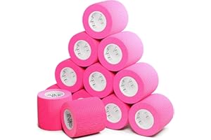 Inksafe Pink Self Adherent Cohesive Bandages 5cm x 4.5m Box of 12 - Uses Include Tattoo Grip Wrap, Vet Wrap, Tape for Wrist and Ankle Sprains