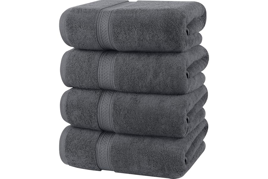 Utopia Towels - 4 Piece Bath Towels Set (69 x 137 CM) - Premium 100% Ring Spun Cotton - Quick Dry, Highly Absorbent, Soft Feel Towels, Perfect for Daily Use (Grey)
