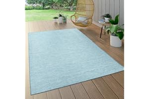 ‎PACO HOME Paco Home Outdoor Teppich Balkon Terrasse Pastellfarben Flachgewebe Gartenteppich Modern, Grösse:140x200 cm, Farbe:Blau