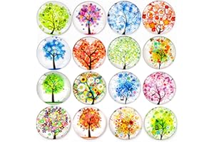 DUOUPA Juego de 16 imanes para nevera, diseño de árboles, para armario de refrigeración, 3D, multicolor de cristal, para pizarras blancas, tablones de anuncios, armarios de oficina