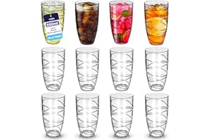 ‎VOLILA volila Arylic Plastikbecher 550ml/19oz – 12er Pack Klar Stapelbarer Trinkbecher – Wiederverwendbarer und Bruchsicherer Becher Plastik für den täglichen Gebrauch, Partys und Picknick