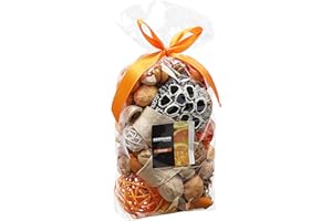 Qingbei Rina Autumn Pot pourri Bags,Orange Scented Pot pourri Dried Flower, Fall Decorative Bowl Vase Filler,Harvest Farmhouse Table Decor (280g)
