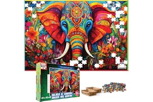 PLAYHILLS Wise Elephant Wooden Jigsaw Puzzle 500 Pieces for Adults & Teens (Age 13+) Fun, Durable Jigsaw with Sorting Trays & Poster Eco-Friendly, Beautiful Design, Gift Box Family & Relaxation
