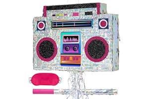 WERNNSAI Music Player Pinata - Retro Disco Pinata with Blindfold and Stick for Kids Hip Pop Disco Party Decoration 70s 80s 90s Birthday Supplies Adults Bachelorette Party Supplies
