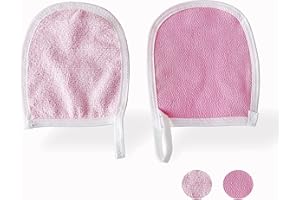ECHOLLY 2er-Pack Gesichts-Peeling-Handschuhe aus Seide – Doppelseitige, wiederverwendbare Mikrofaser-Make-up-Entferner-Handschuhe – Gesichtsreinigungshandschuh für Frauen und Mädchen - Rosa