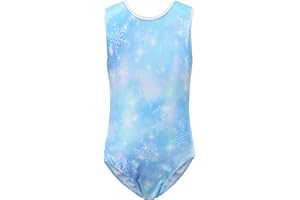 Cucudy Leotardos de gimnasia para niñas, color blanco, amarillo, azul, verde, morado, rosa, arco iris, degradado, sin mangas, leotardo de baile, ballet y gimnasia, atlético para niñas de 5 a 12 años