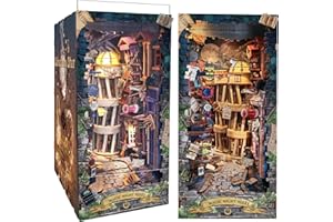 CRIOLPO Book Nook Kit-DIY domek dla lalek, drewniany, miniaturowy zestaw dla dorosłych, nastolatków, drewniane puzzle 3D, narożnik na książki, wkład na książki, zestaw z czujnikiem światła LED
